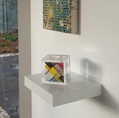 Homage to Van Doesburg - contemporary modern abstract geometric cube sculpture