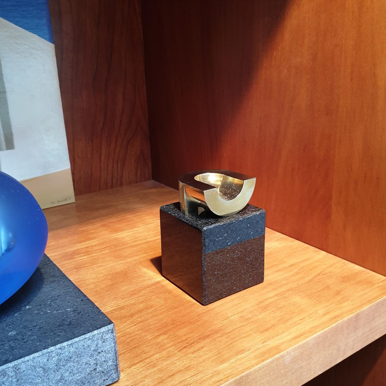 Chair - contemporary modern abstract geometric miniature brass sculpture - Sculpture by Henk van Putten