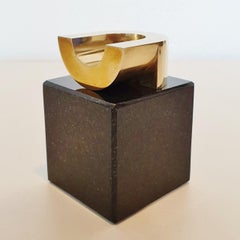 Chair - contemporary modern abstract geometric miniature brass sculpture