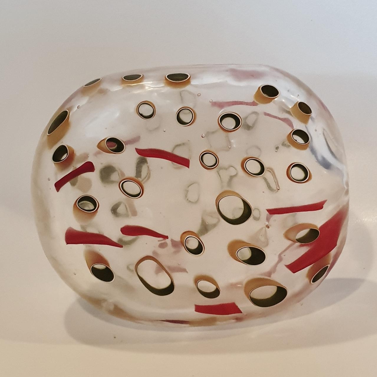Hilary Crawford Abstract Sculpture - Rusting landscape - contemporary modern abstract glass sculpture