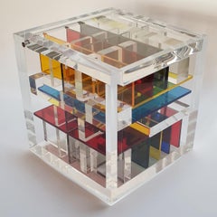 New York City - contemporary modern abstract geometric cube sculpture