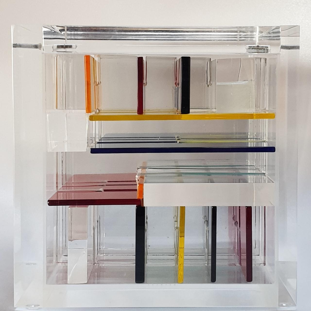 New York City - contemporary modern abstract geometric cube sculpture - Gray Abstract Sculpture by Haringa + Olijve