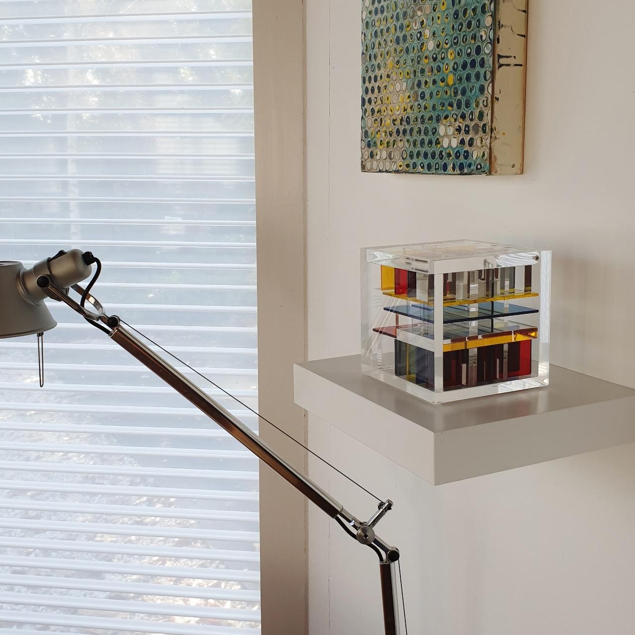 New York City - contemporary modern abstract geometric cube sculpture - Sculpture by Haringa + Olijve