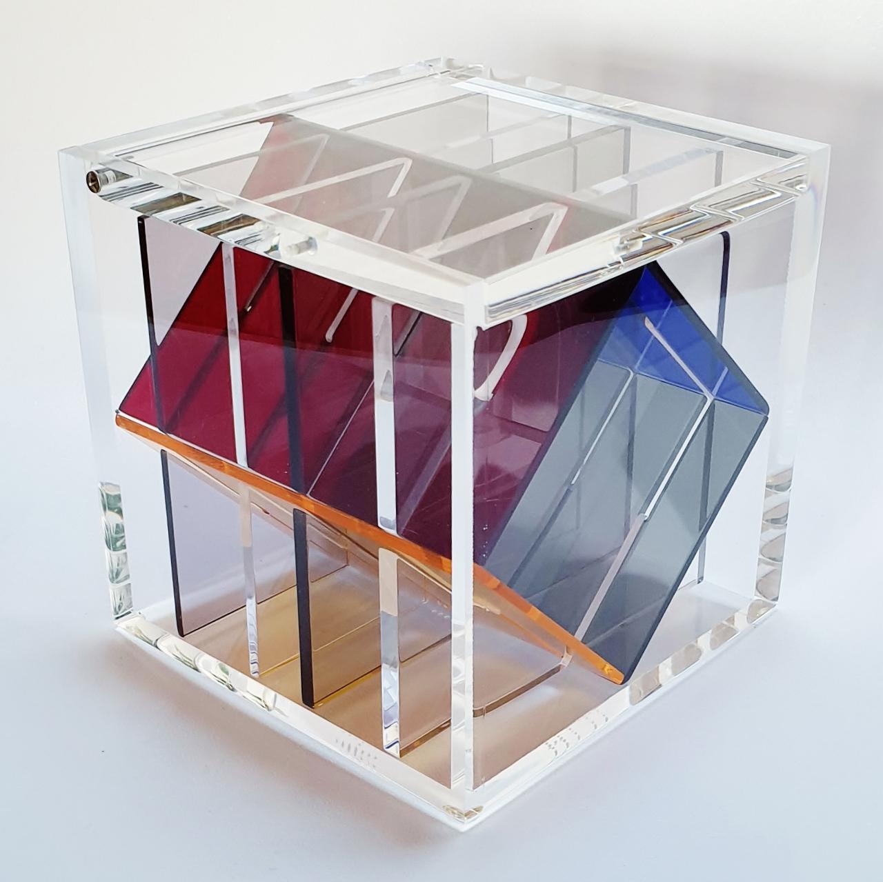 Homage to Van Doesburg - contemporary modern abstract geometric cube sculpture - Contemporary Sculpture by Haringa + Olijve