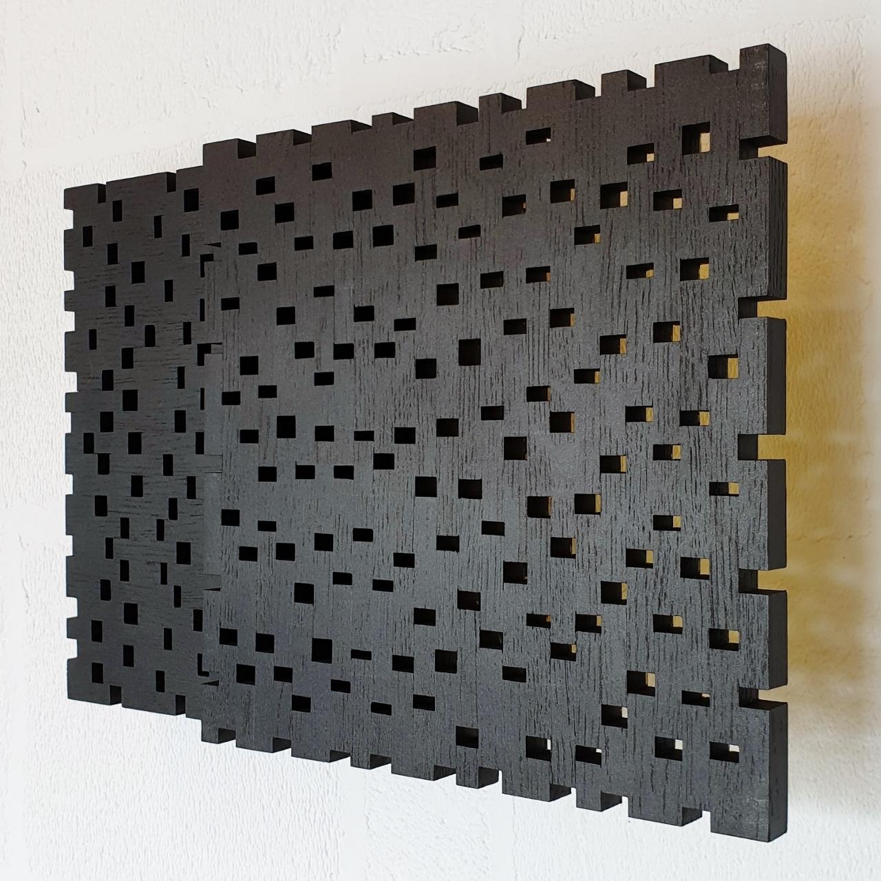 Reflexion ritmique II - contemporary modern geometric sculpture painting relief - Brown Abstract Sculpture by Olivier Julia