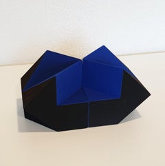 SC1403 blue - contemporary modern abstract geometric ceramic object sculpture