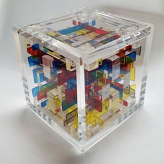 Boogie-woogie - contemporary modern abstract geometric cube sculpture