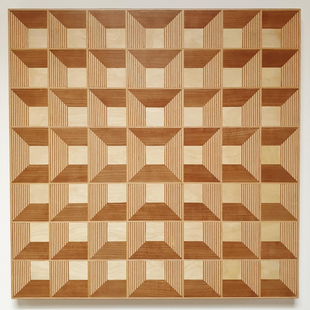 Hanneke Rijks Abstract Sculpture - Grid 20-02 - contemporary modern abstract geometric wood veneer painting object