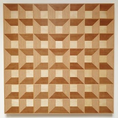 Grid 20-02 - contemporary modern abstract geometric wood veneer painting object