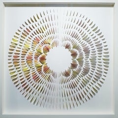 Wave R & Y - zeitgenössische moderne abstrakte geometrische Papierreliefmalerei