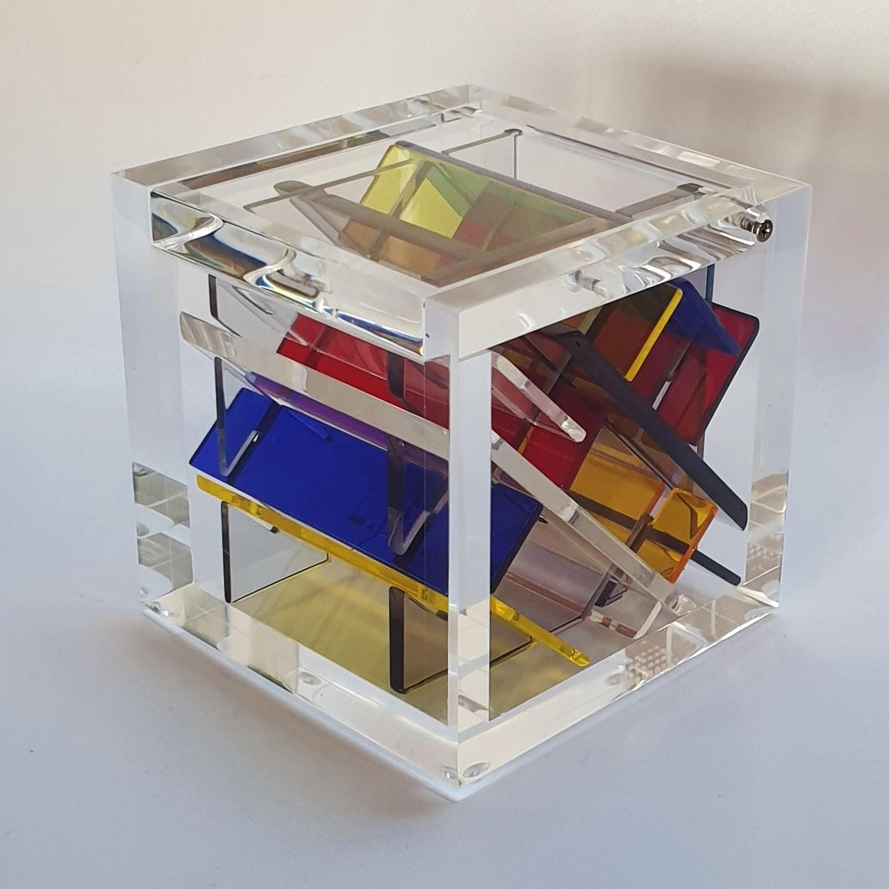 Homage to Van Doesburg - contemporary modern abstract geometric cube sculpture