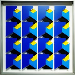MG913 - film géométrique abstrait moderne contemporain sur peinture en relief sur verre