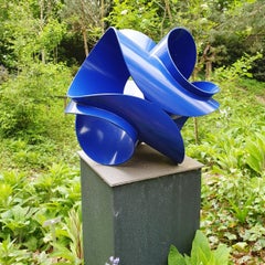 Axis Blue - ultramarine blue contemporary modern abstract steel sculpture