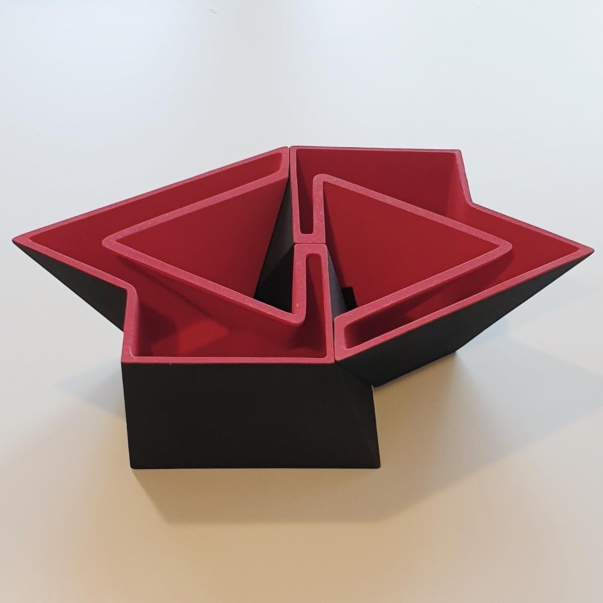 Let de Kok Abstract Sculpture - SC1503 red - contemporary modern abstract geometric ceramic object sculpture