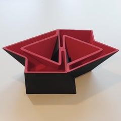 SC1503 rosso - scultura contemporanea moderna astratta geometrica in ceramica