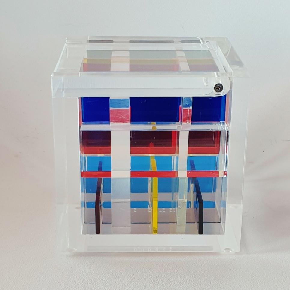 Homage to Mondriaan - contemporary modern abstract geometric cube sculpture 3