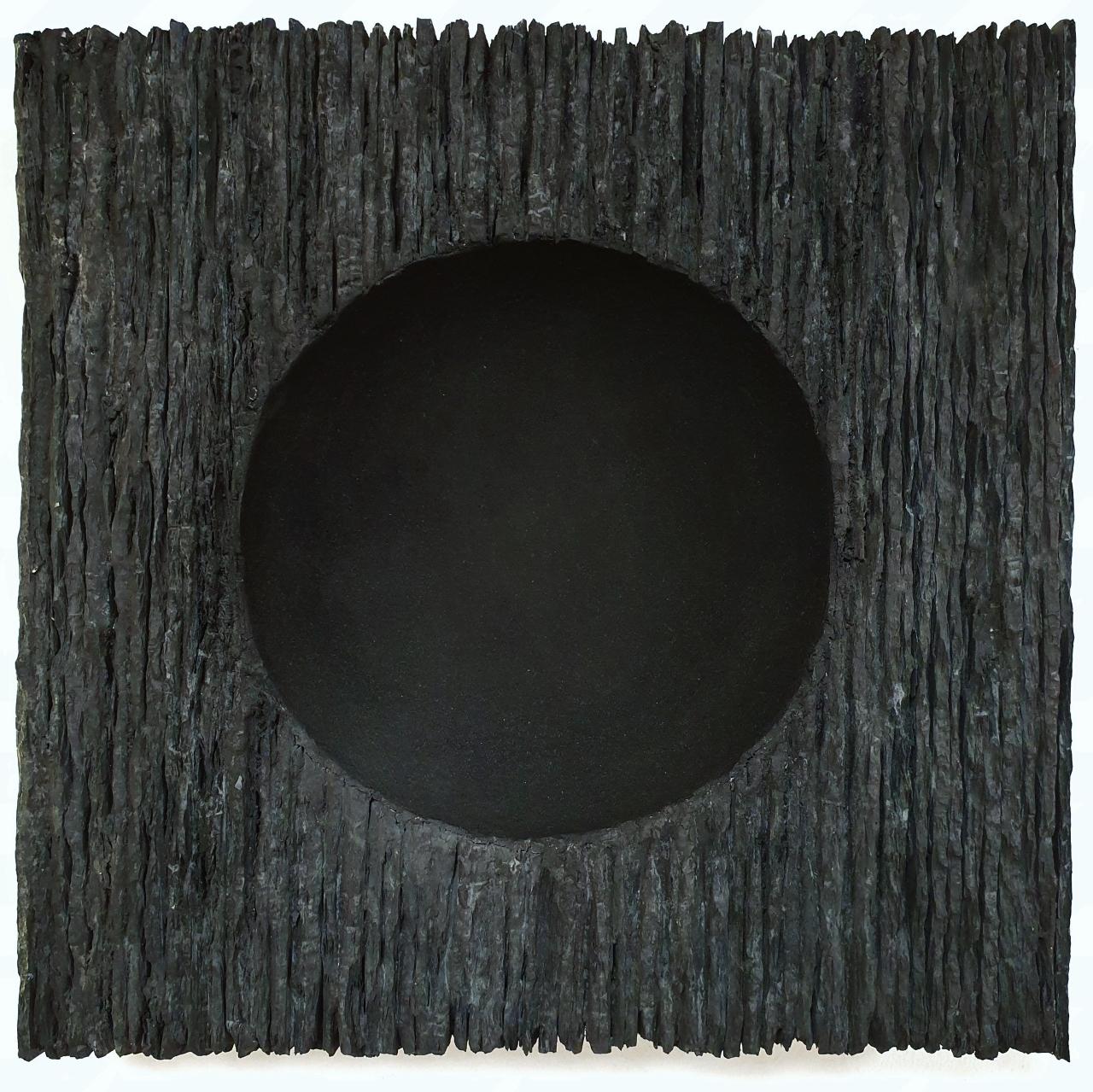 Michiel Jansen Abstract Sculpture - Inner Form Black - grey black contemporary modern abstract sculpture painting