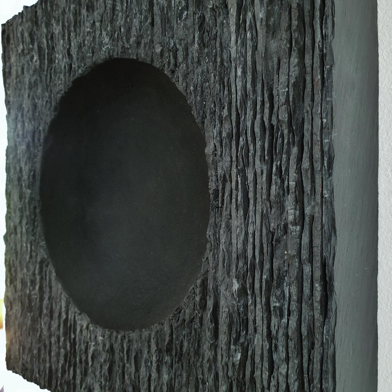 Inner Form Black - grey black contemporary modern abstract sculpture painting - Contemporary Sculpture by Michiel Jansen