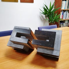 Frames Duet - black grey contemporary modern belgian bluestone sculpture