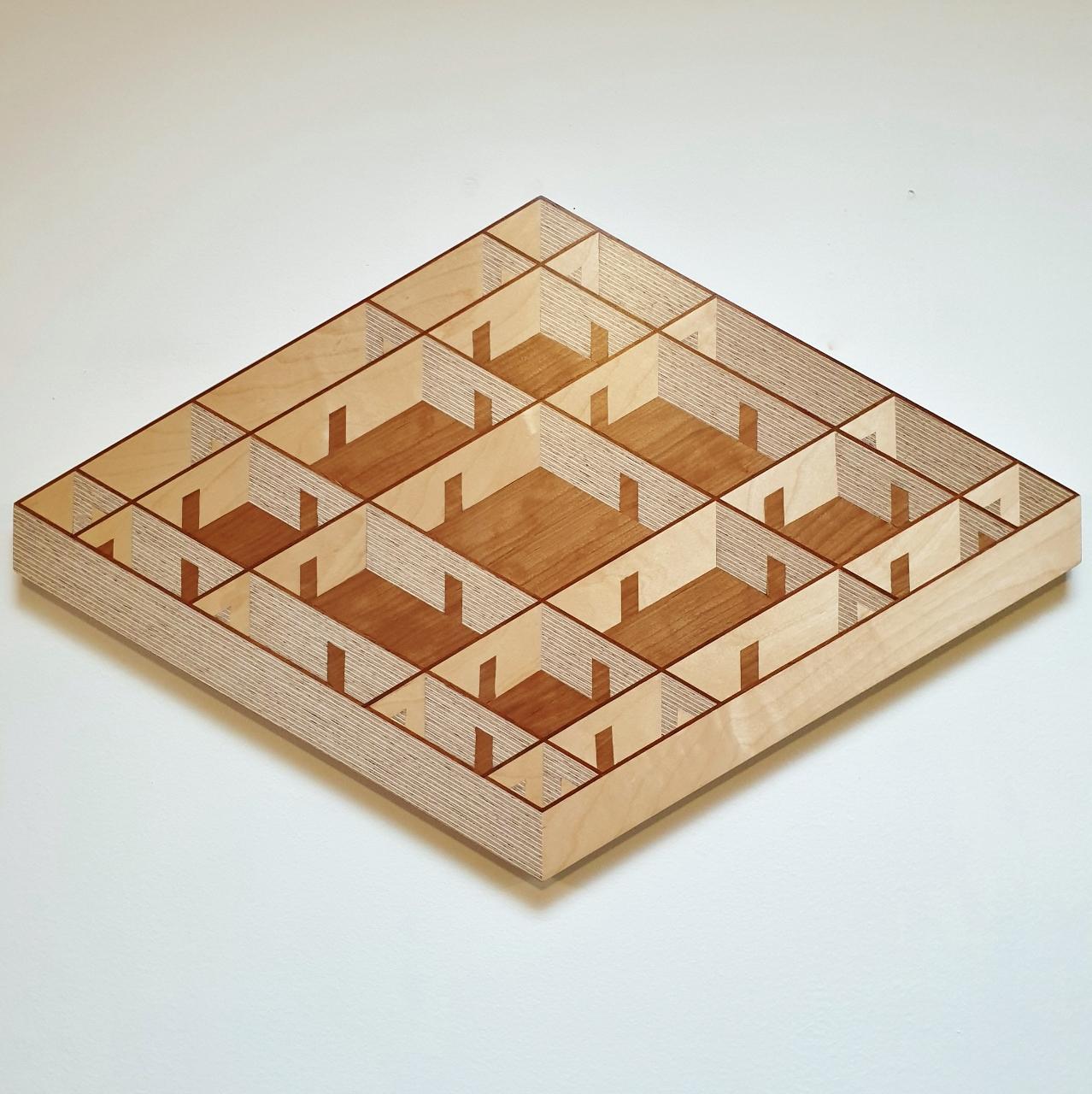 Hanneke Rijks Spiral contemporary modern abstract geometric wood veneer painting object For