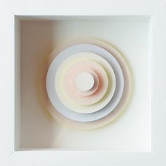 6 Circles - white contemporary modern abstract geometric stacked paper relief