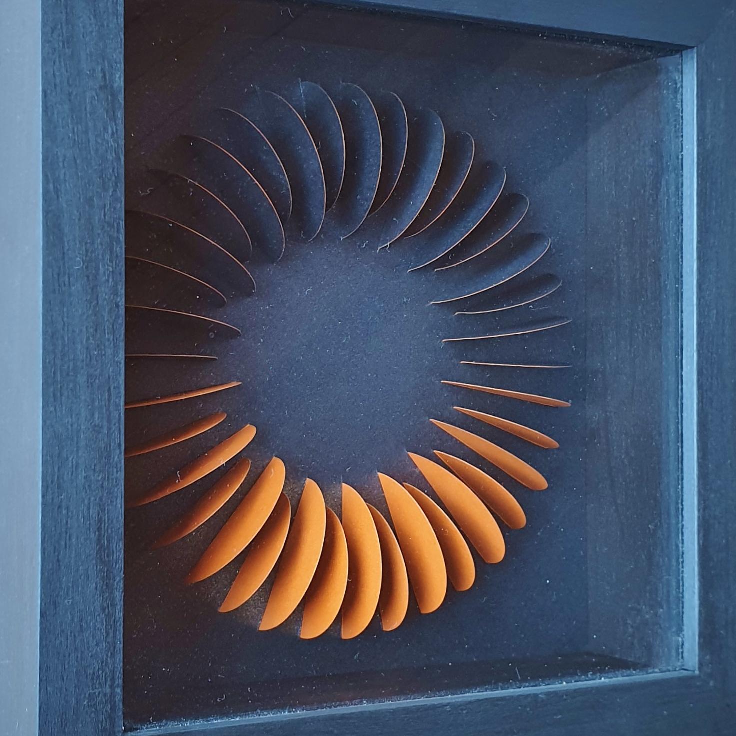 Mini Orange - contemporary modern abstract geometric paper relief - Contemporary Mixed Media Art by Eliza Kopec