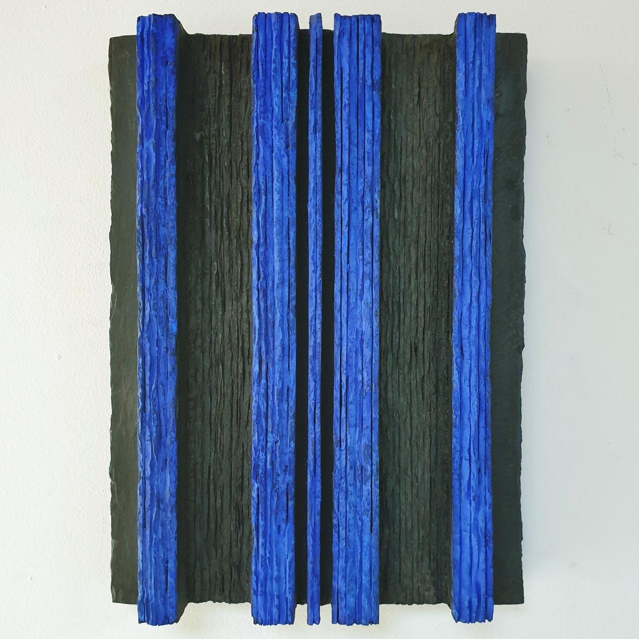 Space - black blue contemporary modern abstract sculpture painting