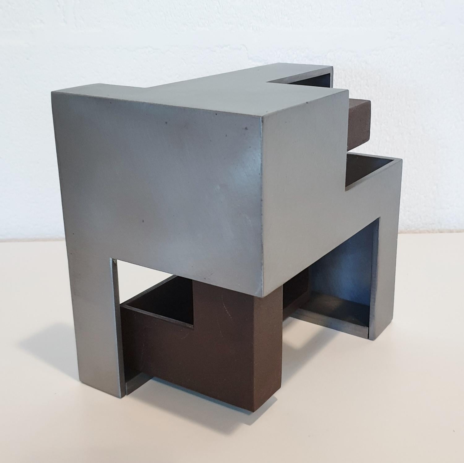 Pareja 03 - contemporary modern abstract geometric steel sculpture - Gray Abstract Sculpture by Eduardo Lacoma