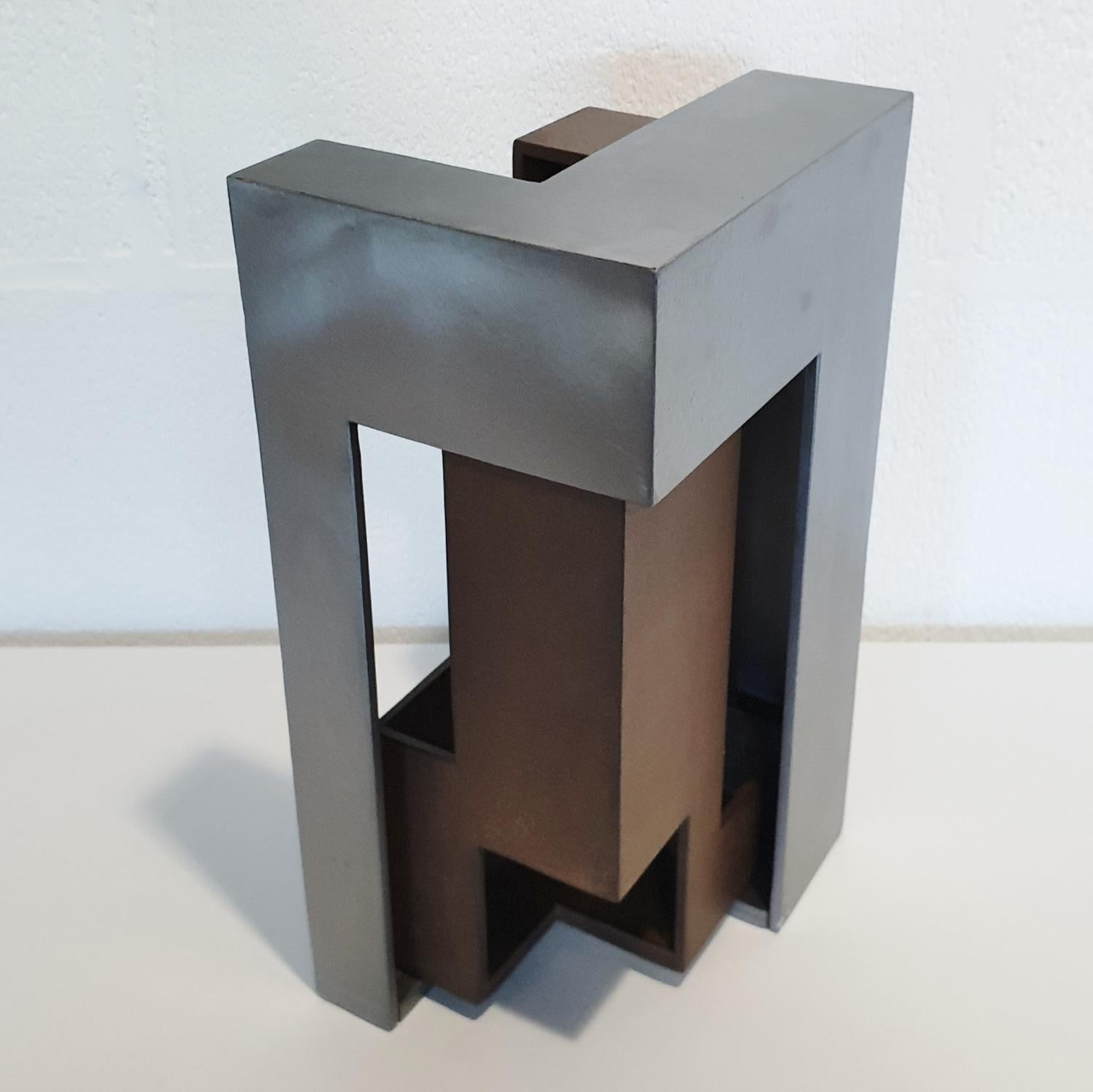 Pareja 05 - contemporary modern abstract geometric steel sculpture - Gray Abstract Sculpture by Eduardo Lacoma