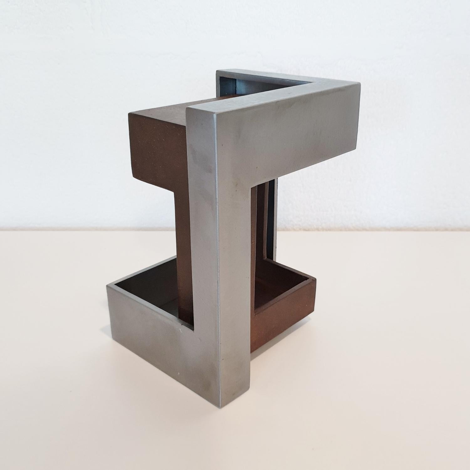 Pareja 07 - contemporary modern abstract geometric steel sculpture - Gray Abstract Sculpture by Eduardo Lacoma