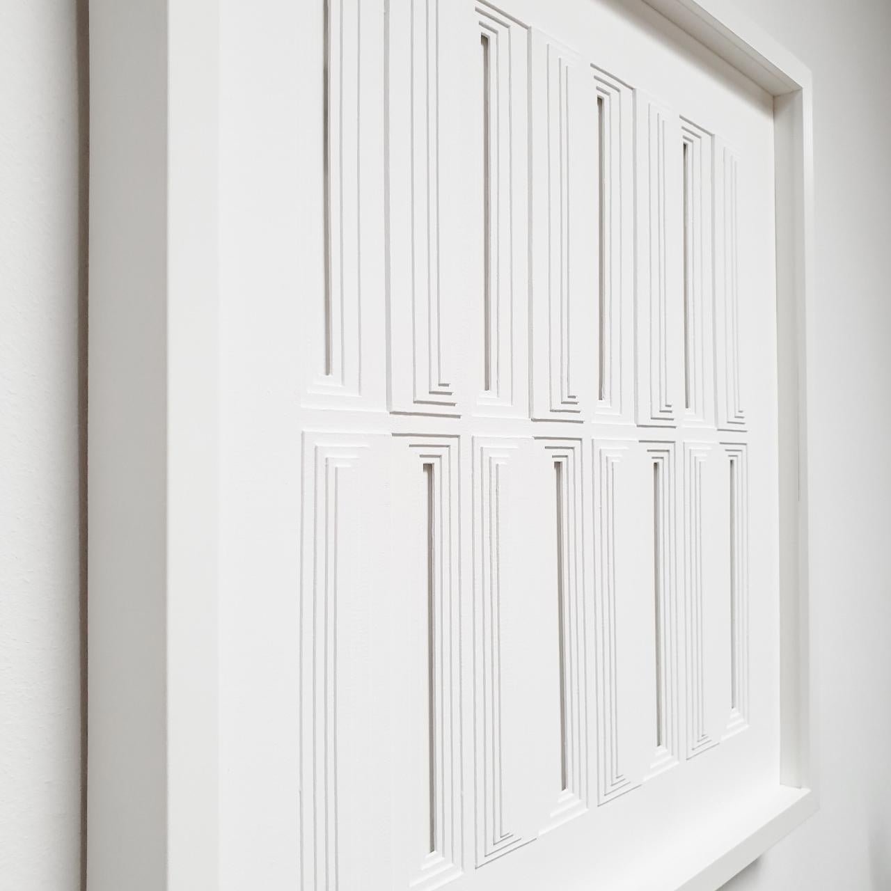 8 rectangles construits par pos. & nég. - peinture abstraite moderne contemporaine en relief - Contemporain Painting par Eef de Graaf