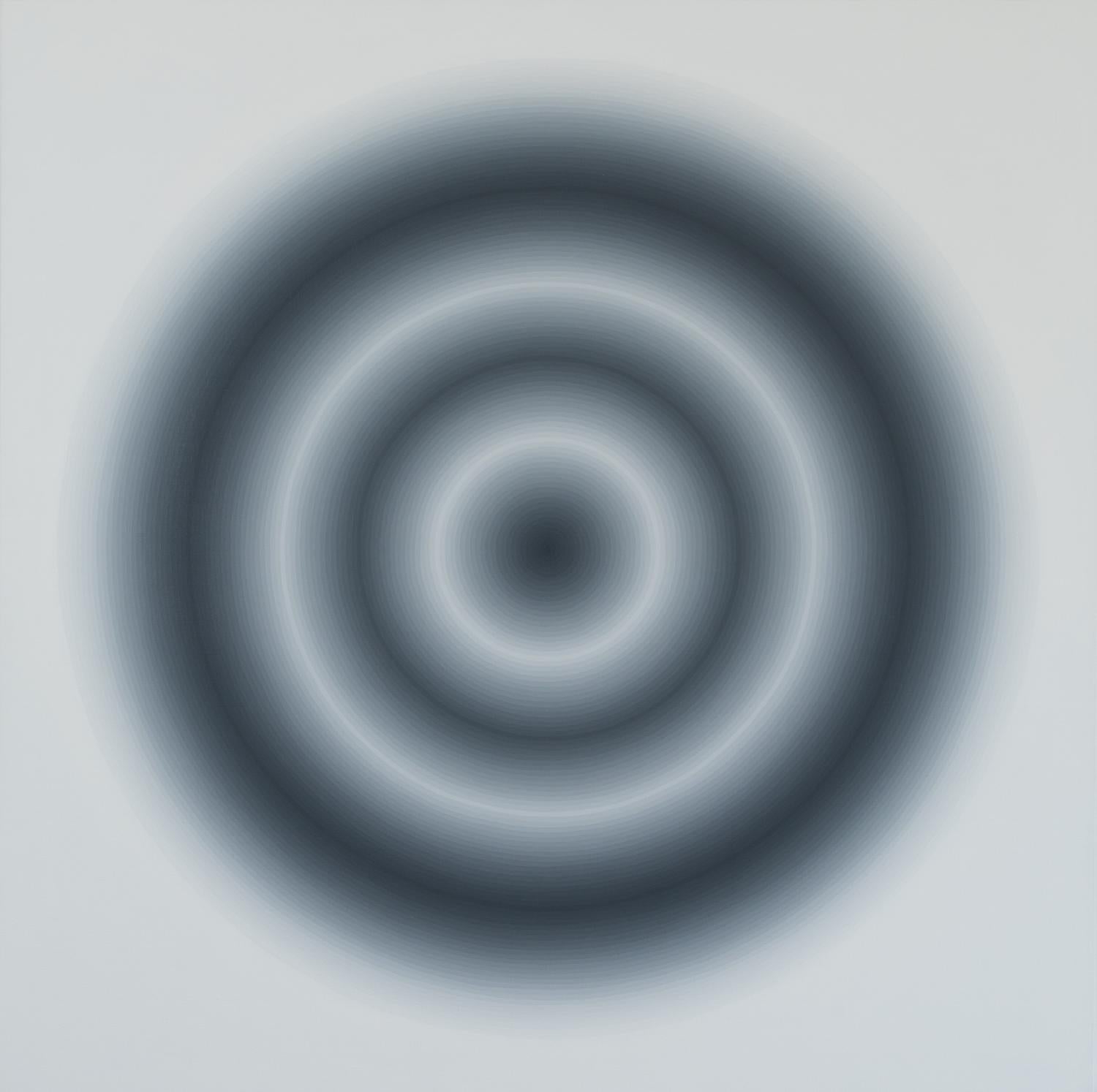 Abstract Painting di Eliza Kopec - 99 cerchi grigi - quadro geometrico astratto contemporaneo e moderno su tela