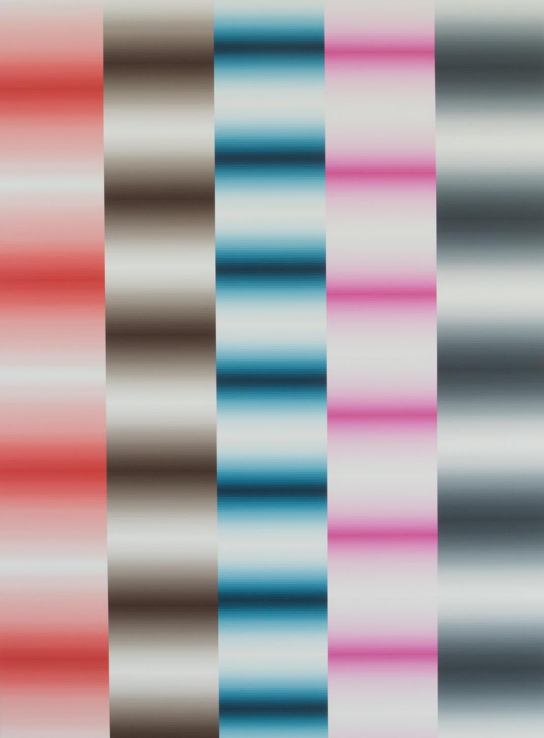 Cinque tubi falsi - Quadro geometrico astratto moderno contemporaneo su tela - Painting Contemporaneo di Eliza Kopec