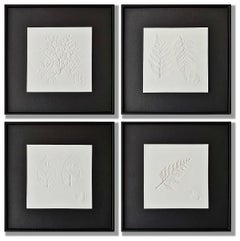 Beauty of Nature quadriptych - white black contemporary modern natural relief