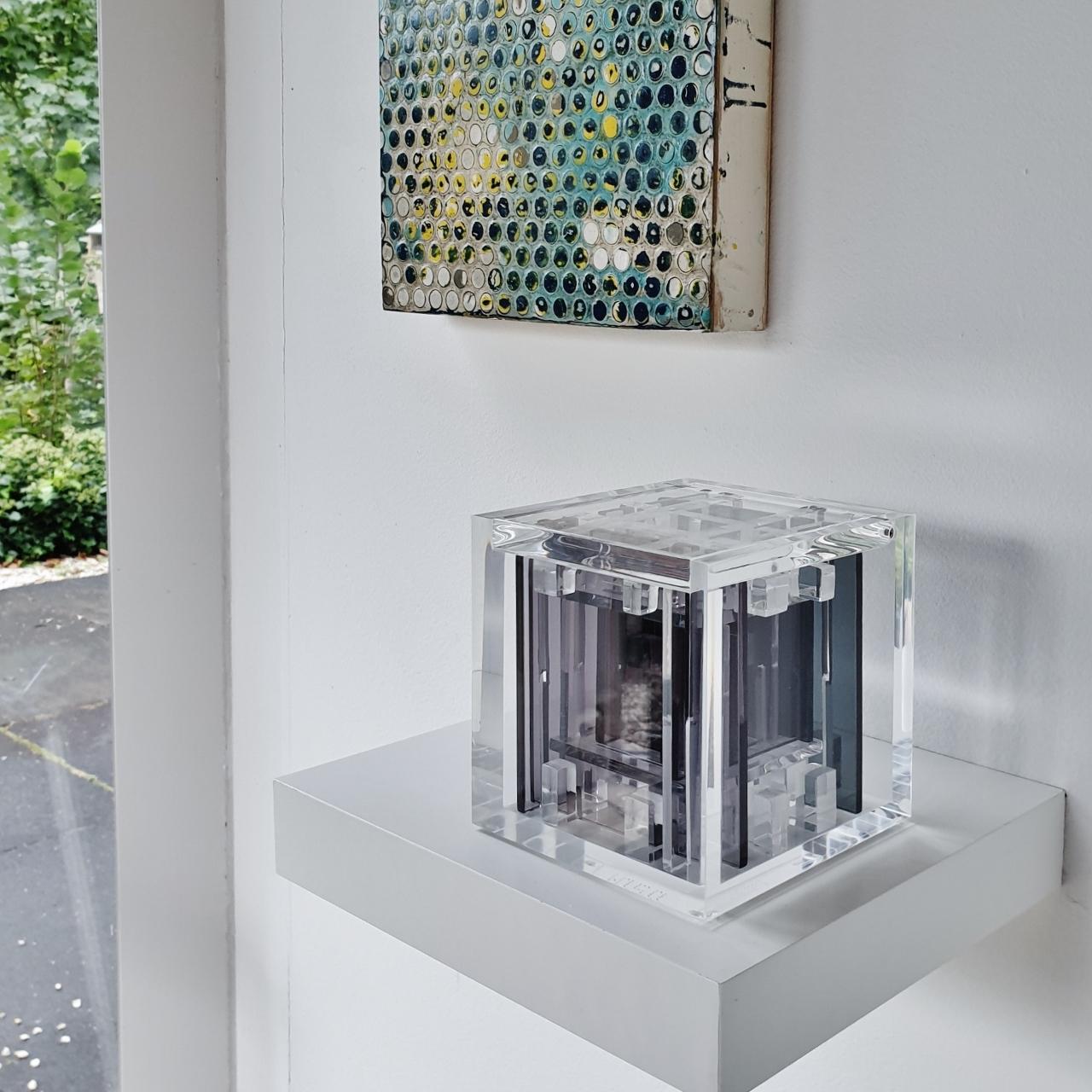 Homage to Bach - contemporary modern abstract geometric cube sculpture - Sculpture by Haringa + Olijve