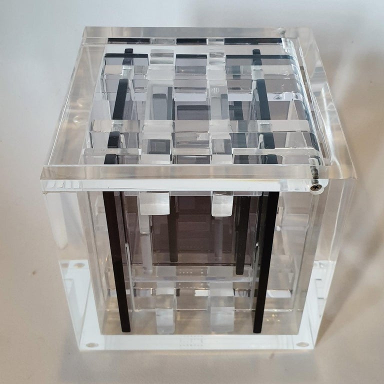 Homage to Bach - contemporary modern abstract geometric cube sculpture - Gray Abstract Sculpture by Haringa + Olijve
