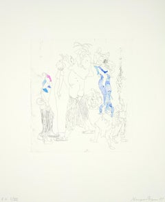 Used Contemporary Water Color Hand Colored Etching, Unique piece, Untitled, Fine Art