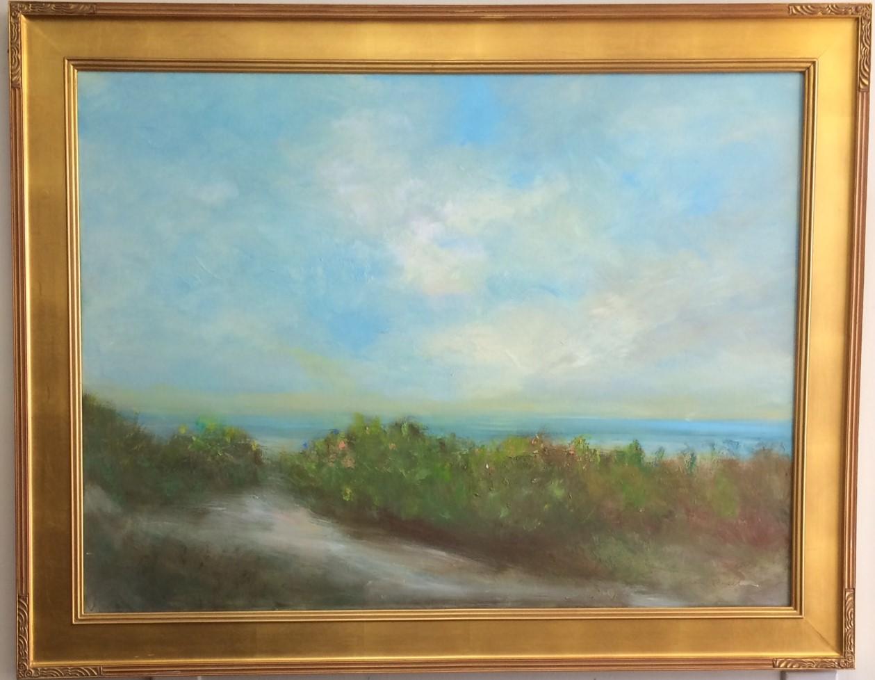 Karen Ponelli Landscape Painting - Path to the Sea, original 30x40 contemporary landscape