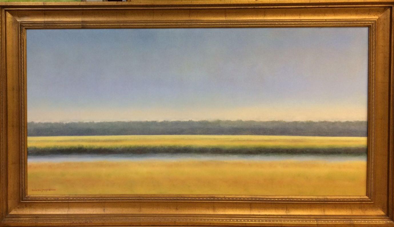 Irene S. Mayo Landscape Painting - Summer Marsh,  original 24x48 abstract contemporary landscape