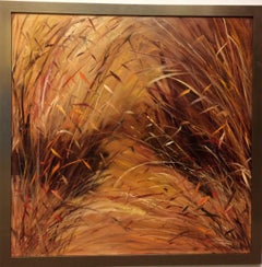 Grain in Herbst, Original 36x36, zeitgenössische Landschaft