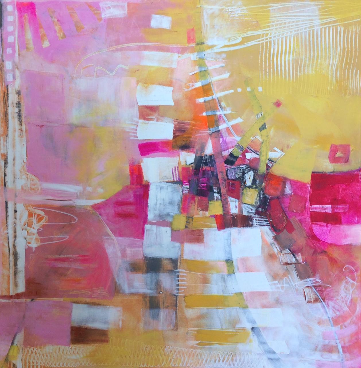 Increasing Density, original 40x40 abstract oil painting with cold wax - Mixed Media Art by Anne Bedrick
