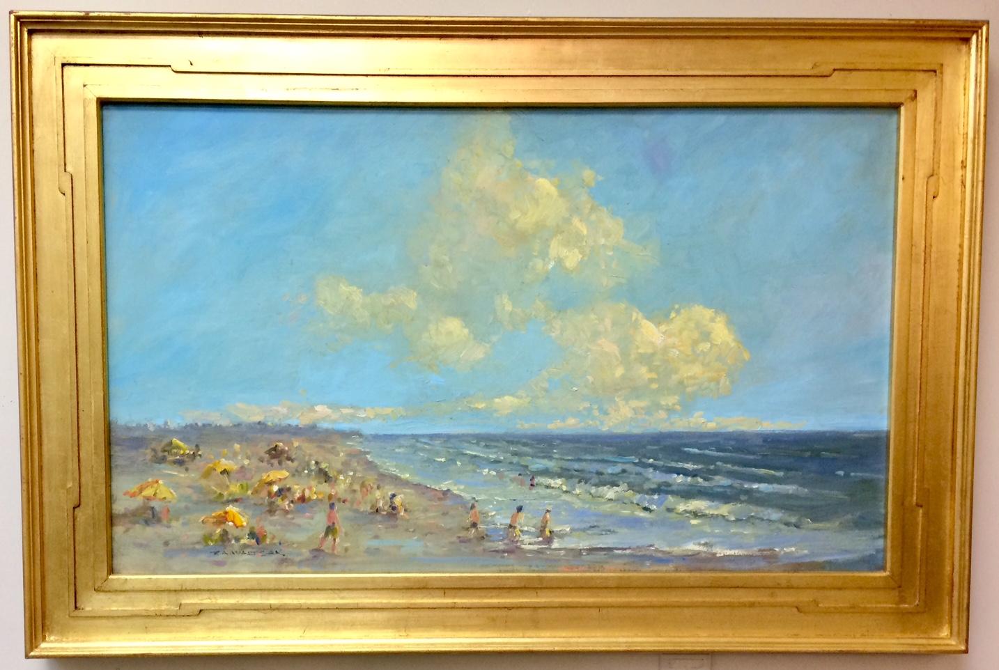 Robert Waltsak Figurative Painting - Sun Drenched, original 24x40 impressionist marine landscape