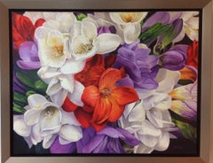 Freesia, original contemporary photorealist floral landscape