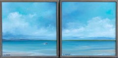 Drifting No. 483 & 484, original 25x50 contemporary diptych marine landscape