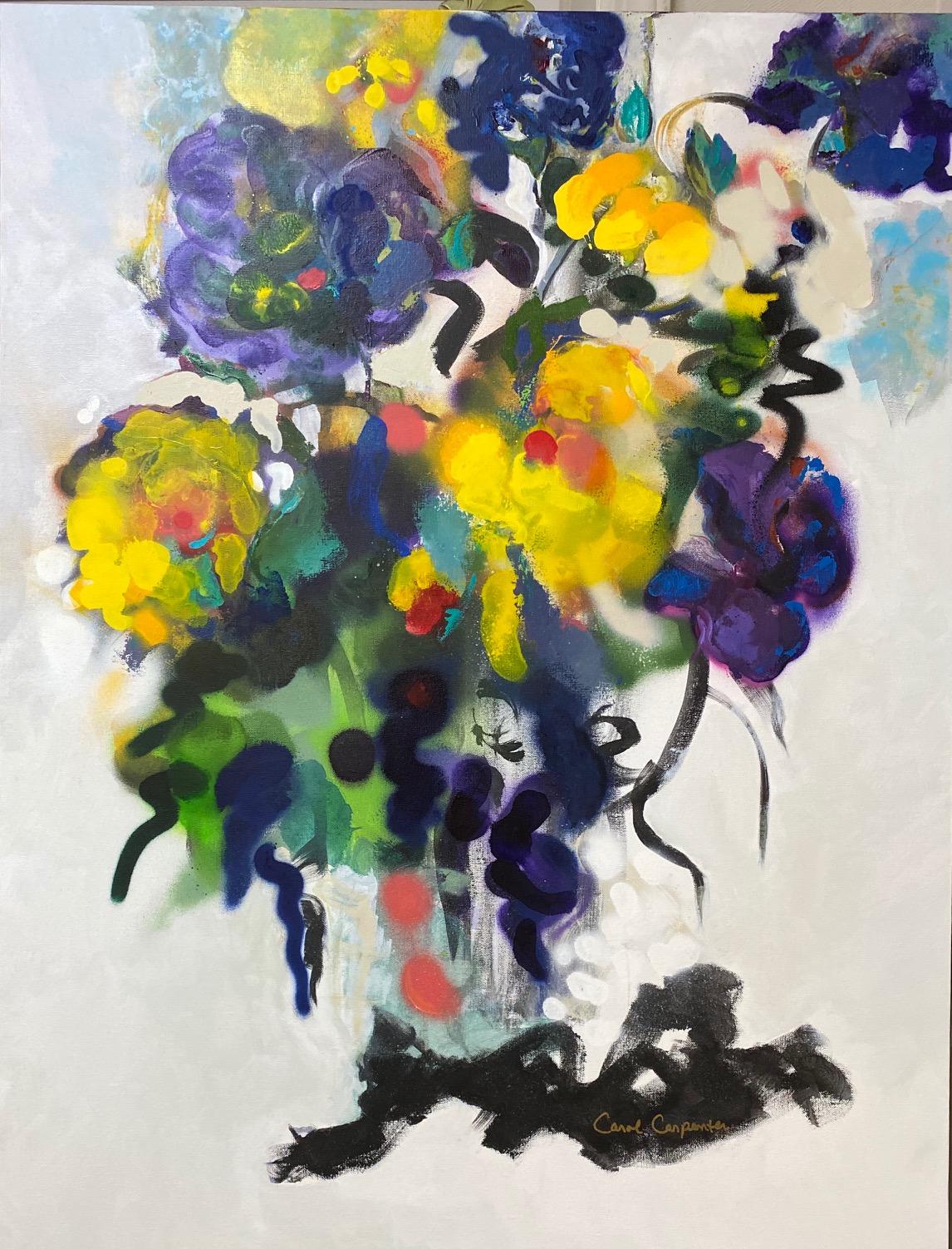Carol Carpenter Abstract Painting - Wild Flowers II, original 40x30 abstract impressionist still life