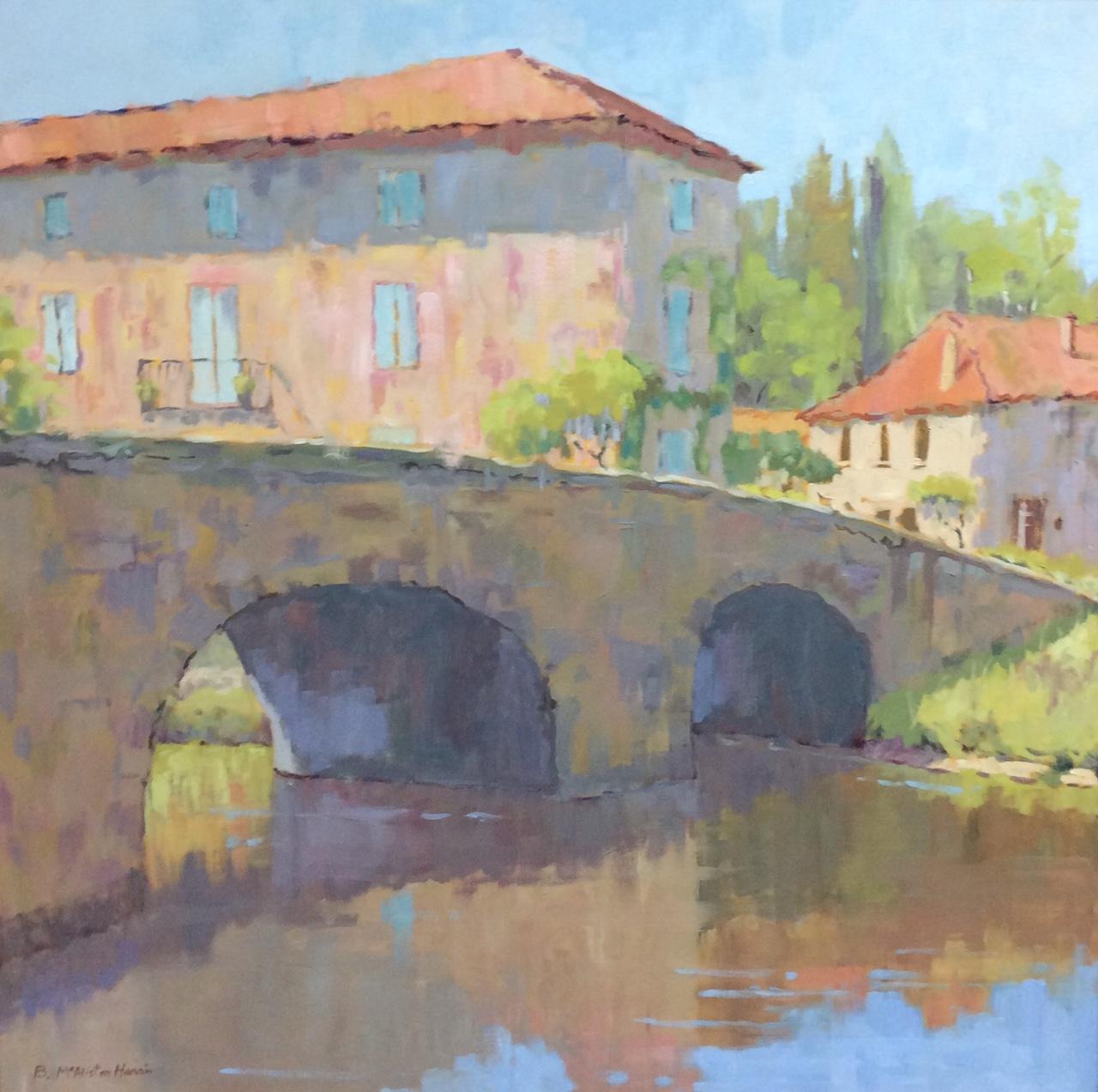 Afternoon Reflections, paysage impressionniste français original - Painting de Blanche McAlister Harris