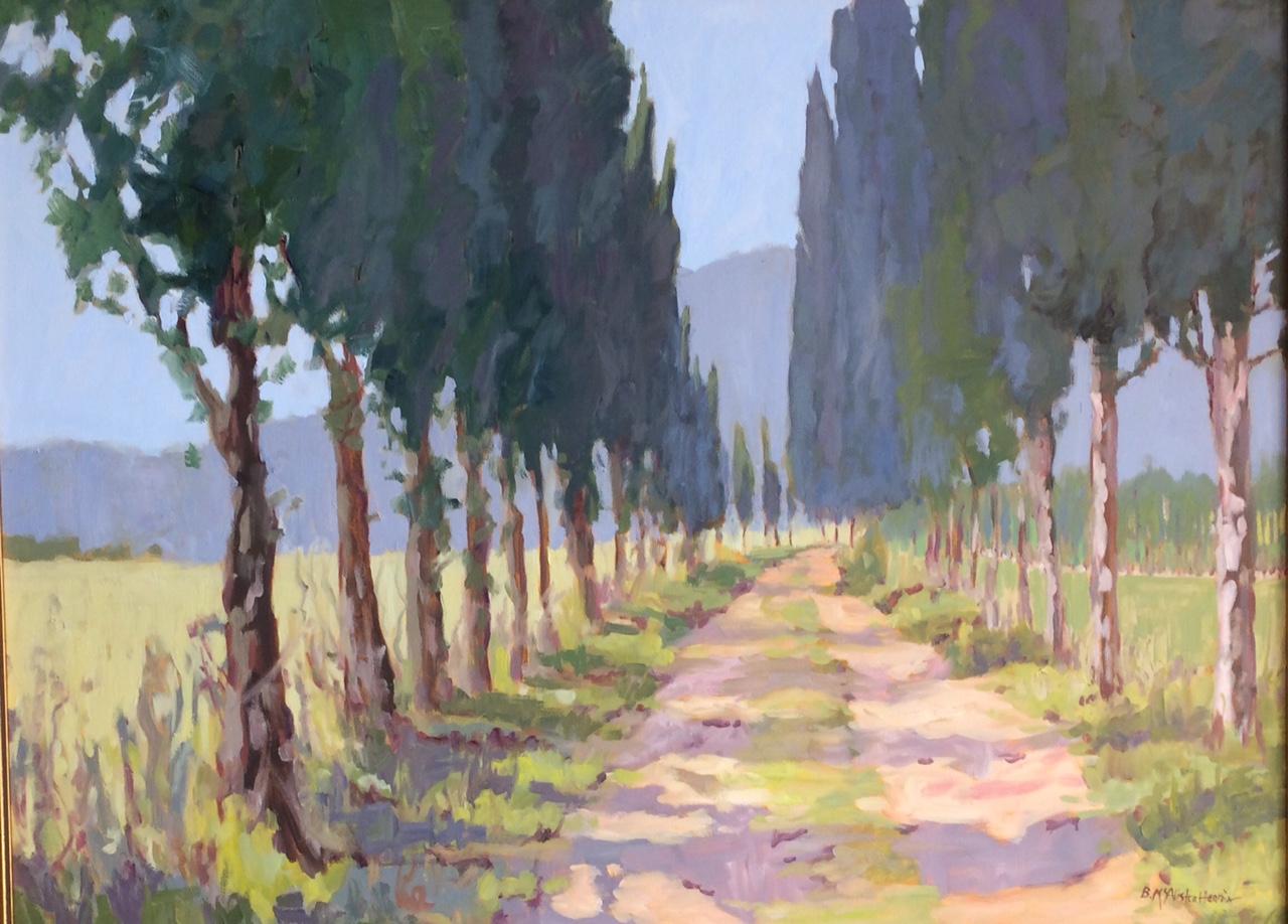 Soft Morning Shadows, original 30X40 impressionist landscape - Painting by Blanche McAlister Harris