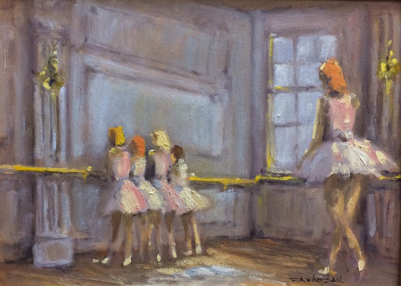 The  Dancers, original French impressionist figurative landscape - Painting by Robert Waltsak