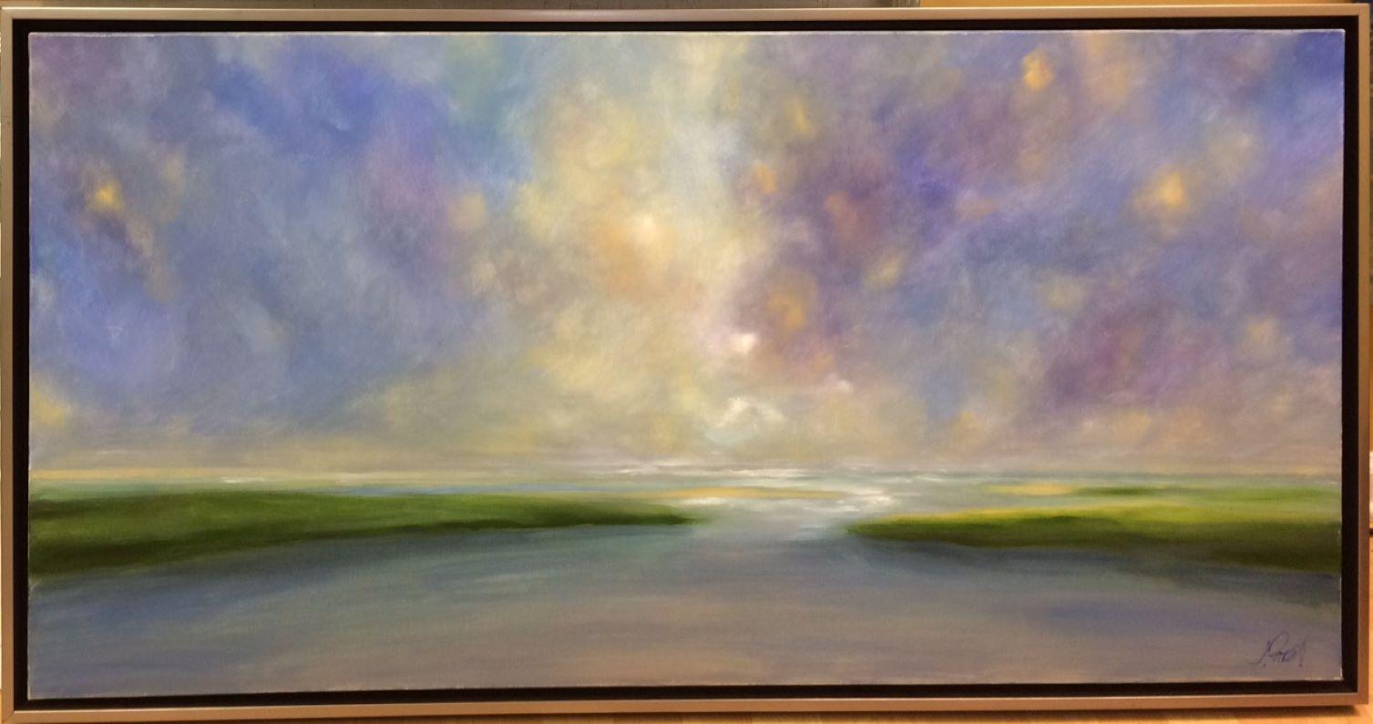 Joanne Parent Abstract Painting - Quiet Tide, original 24x48 contemporary landscape