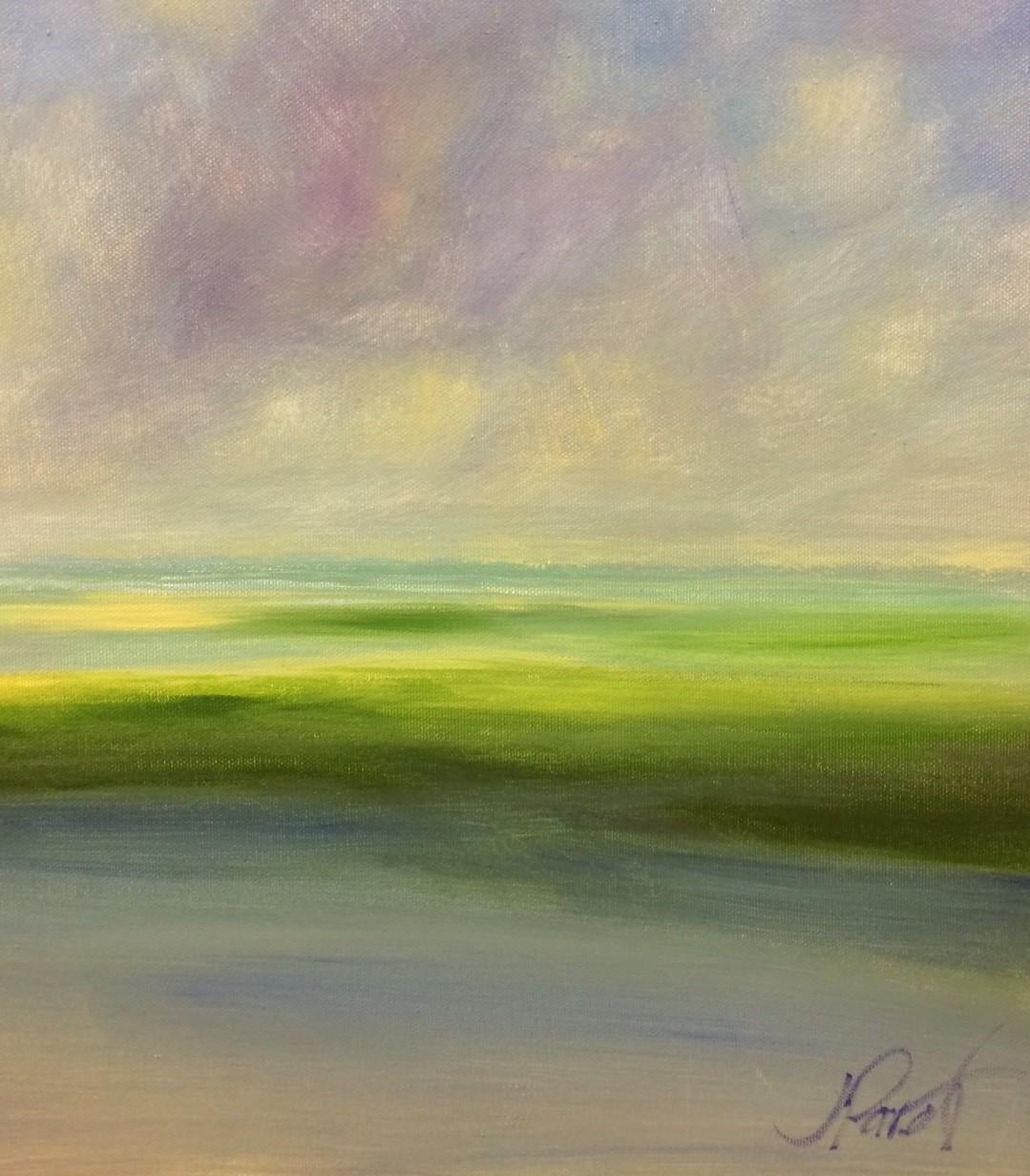 Quiet Tide, original 24x48 contemporary landscape - Abstract Expressionist Painting by Joanne Parent